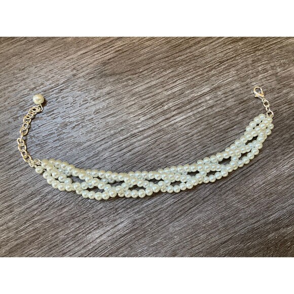 Twisted Pearl Bracelet, Multi Strand Statement Bracelet on Silver or Gold Chain - Picture 4 of 10